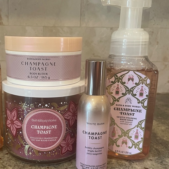 Bath & Body Works Champagne Toast Set -3-Wick Candle /Body Butter/Soaps/Soray - Picture 5 of 7